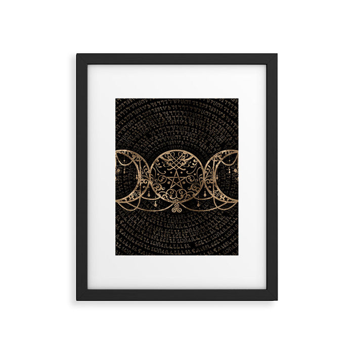 Triple Moon - Triple Goddess Gold and black Framed Art Print Gallery Image 1
