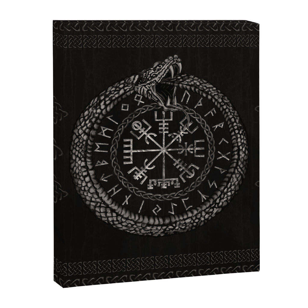 Vegvisir with Ouroboros and runes Canvas Print Gallery Image 8