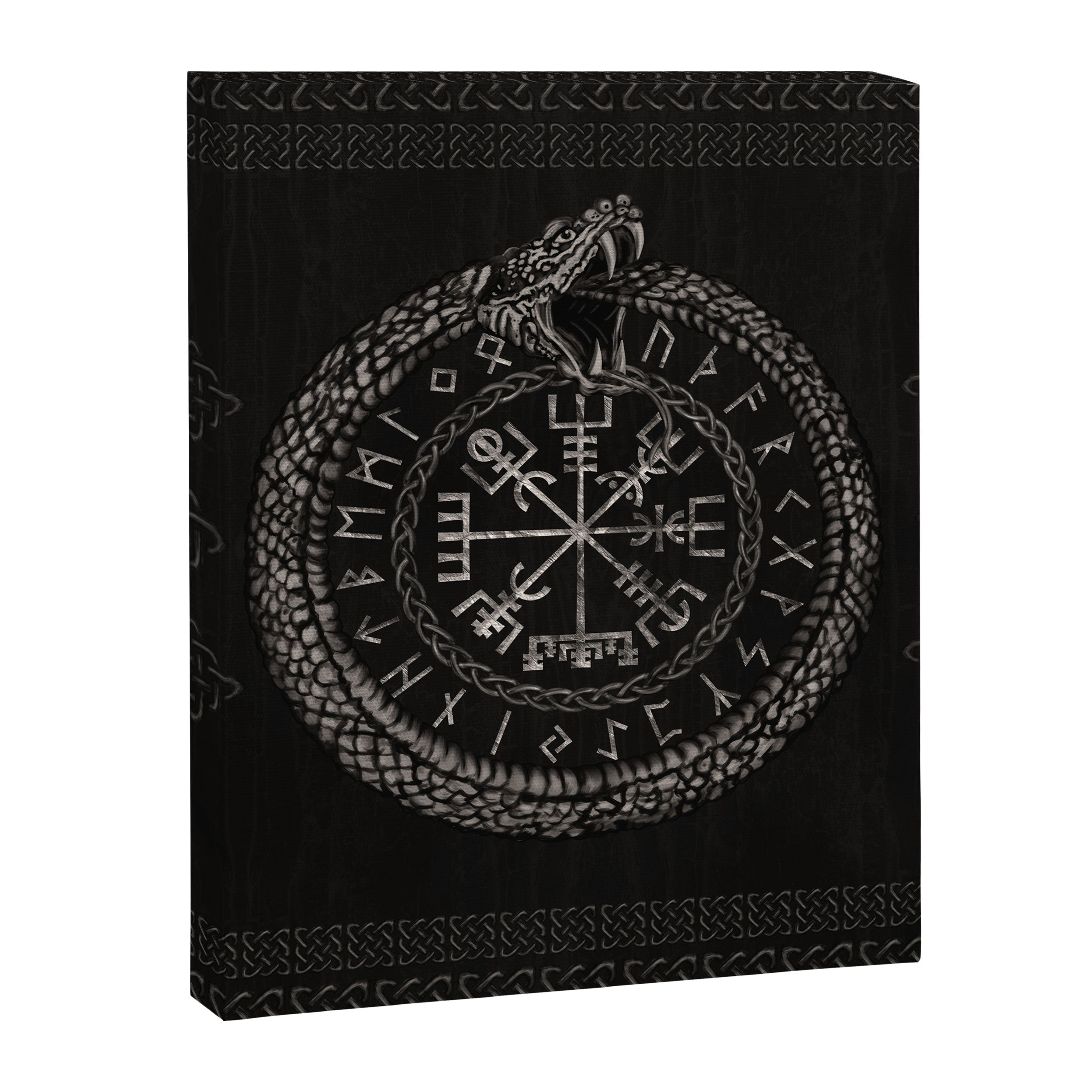 Vegvisir with Ouroboros and runes Canvas Print Gallery Image 8