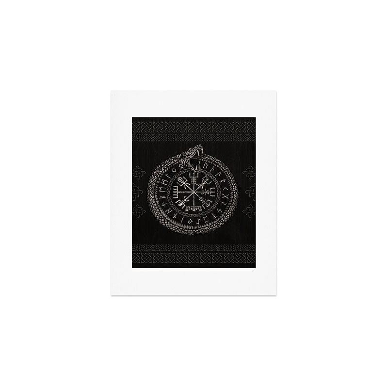 Vegvisir with Ouroboros and runes Art Print Gallery Image 1