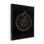 Vegvisir with Ouroboros and runes Framed Canvas Print Gallery Image 2