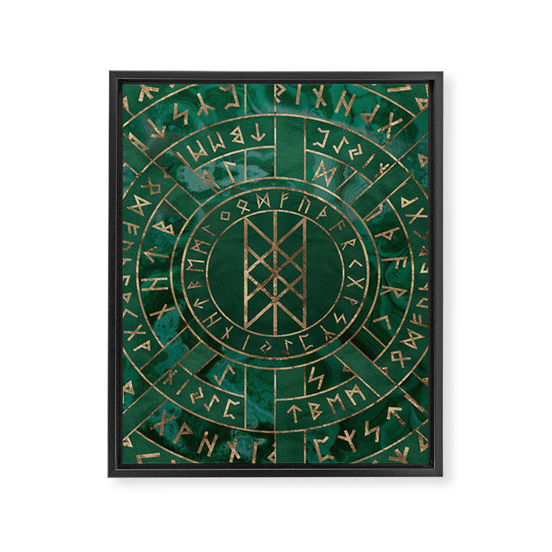 Web of Wyrd - Malachite, Leather and Golden texture Framed Canvas Print Gallery Image 8