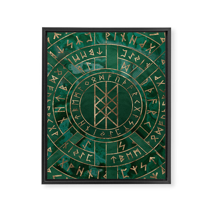 Web of Wyrd - Malachite, Leather and Golden texture Framed Canvas Print Gallery Image 1
