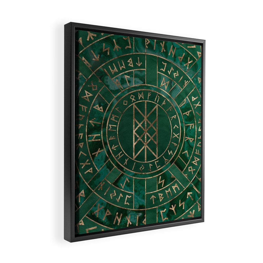 Web of Wyrd - Malachite, Leather and Golden texture Framed Canvas Print Gallery Image 2