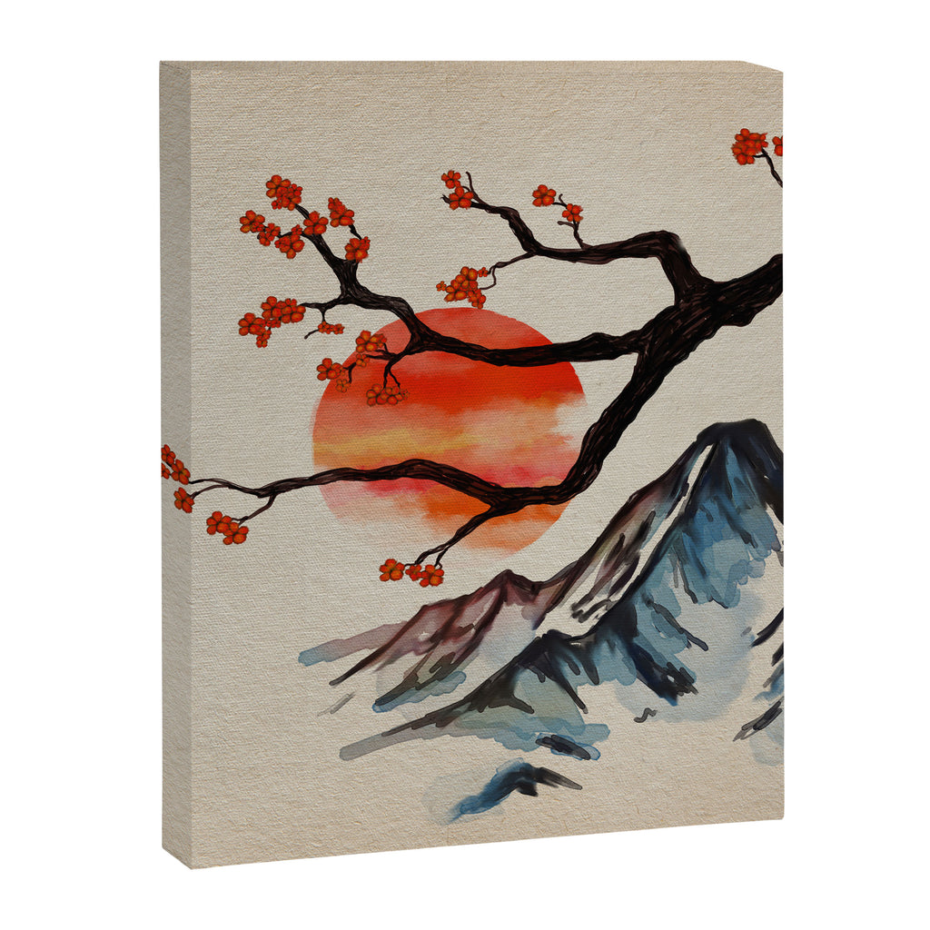 Zen Serenity Landscape - Sakura Mountain Sunset Canvas Print Gallery Image 8