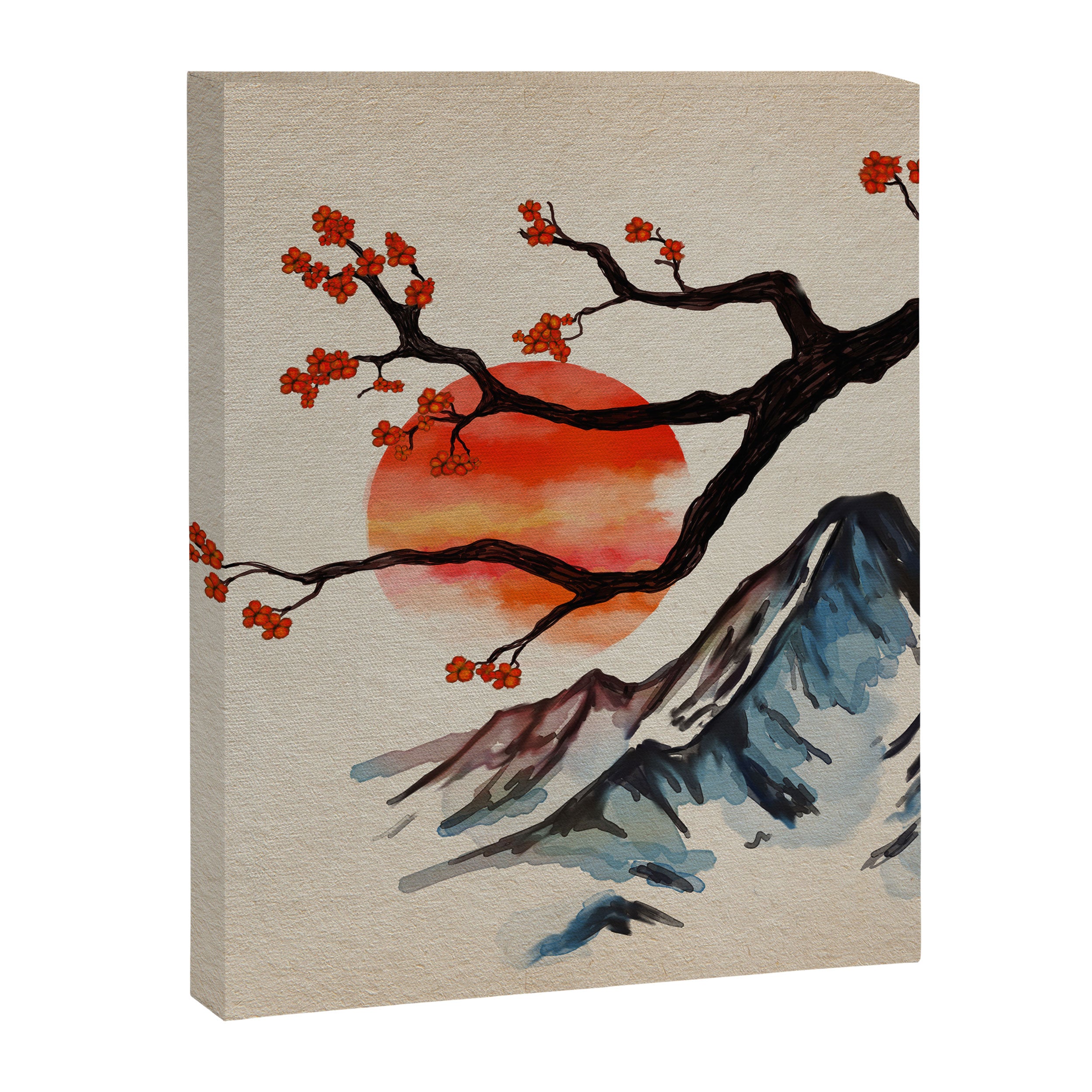 Zen Serenity Landscape - Sakura Mountain Sunset Canvas Print Gallery Image 8
