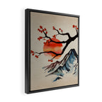 Zen Serenity Landscape - Sakura Mountain Sunset Framed Canvas Print Gallery Image 2