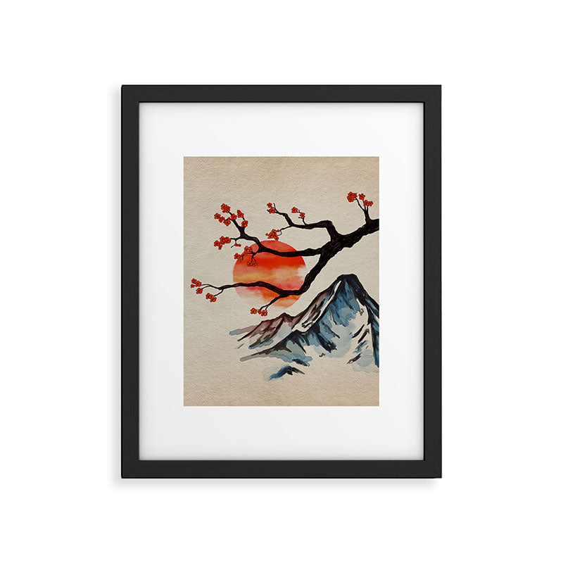 Zen Serenity Landscape - Sakura Mountain Sunset Framed Art Print Gallery Image 6