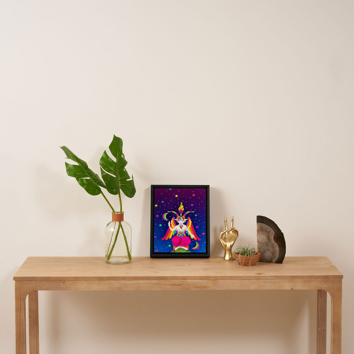 1997 Neon Rainbow Baphomet Framed Canvas Print Gallery Image 4