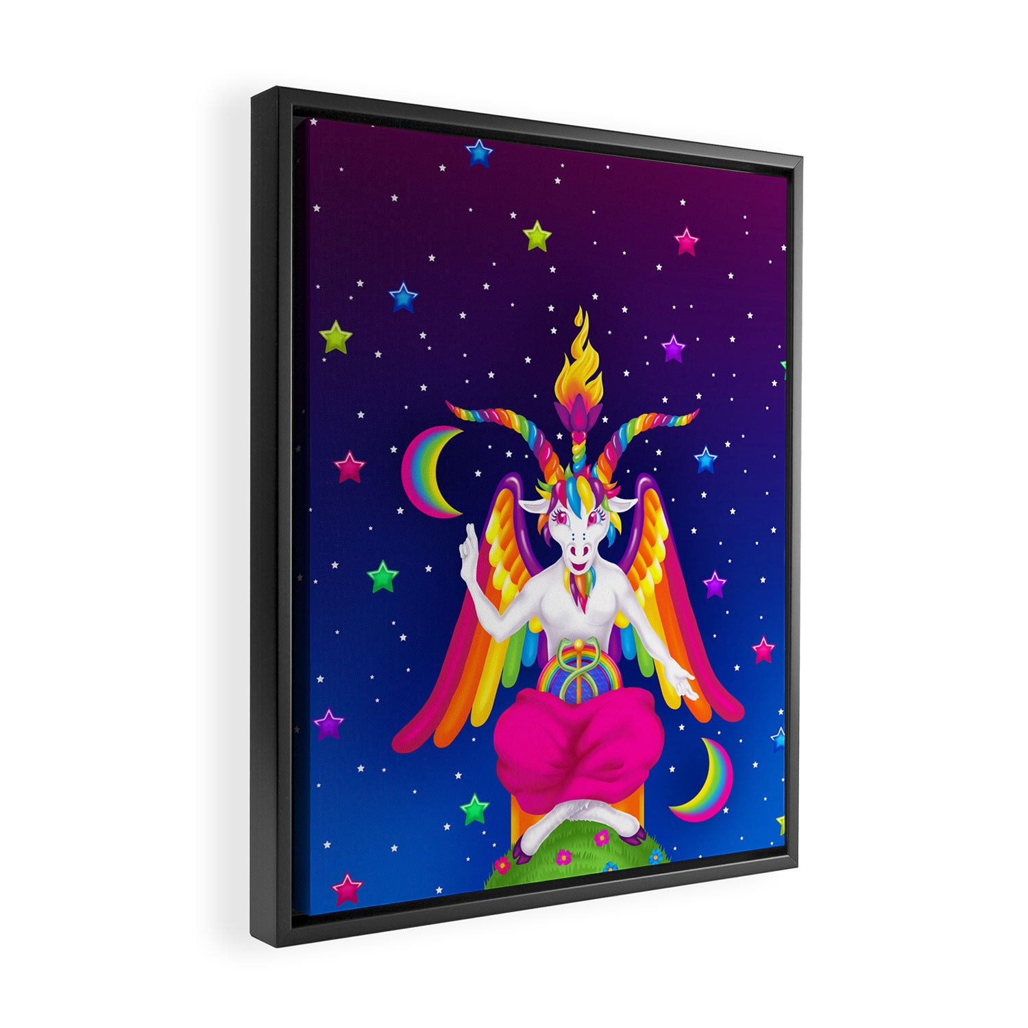 1997 Neon Rainbow Baphomet Framed Canvas Print Gallery Image 2