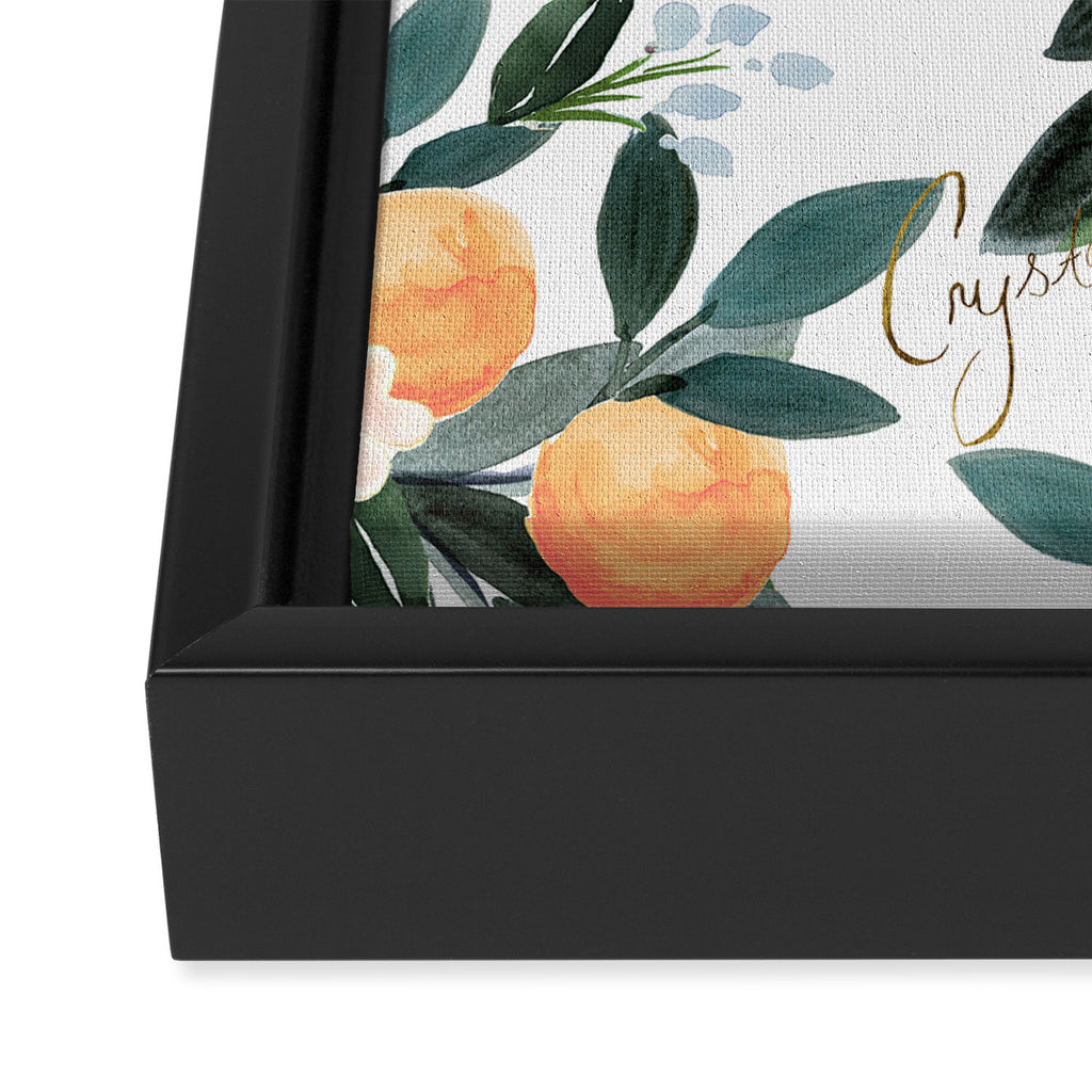 Dear Clementine - oranges on white Framed Canvas Print Gallery Image 3