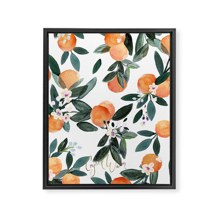 Dear Clementine - oranges on white Framed Canvas Print Gallery Image 1
