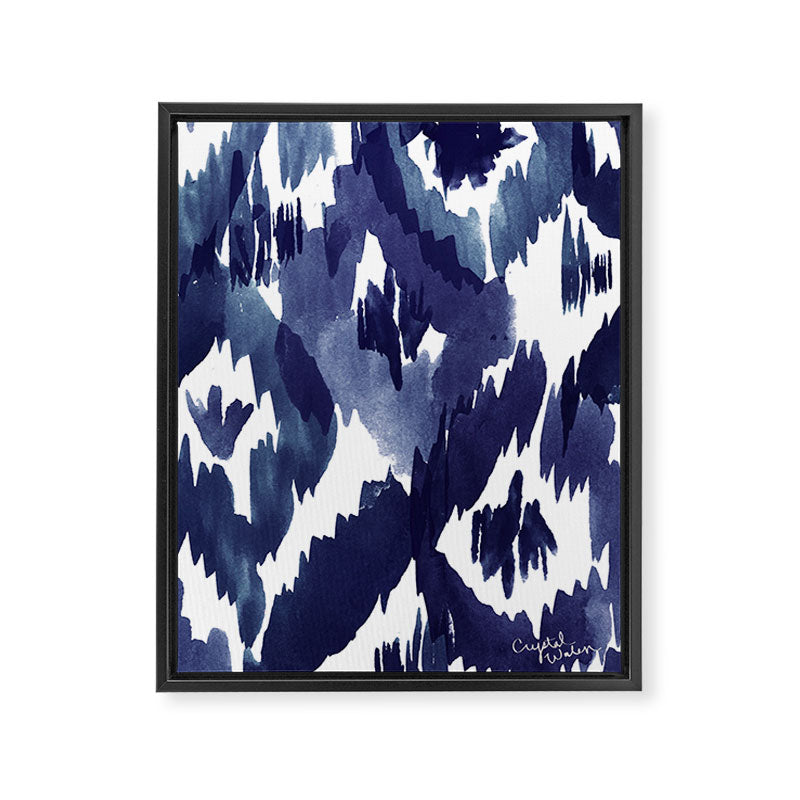 Indigo Blue Ikat Framed Canvas Print Gallery Image 6