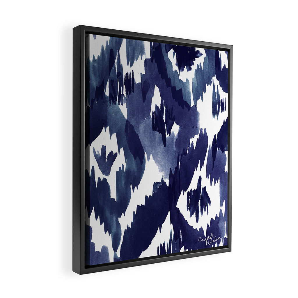Indigo Blue Ikat Framed Canvas Print Gallery Image 2