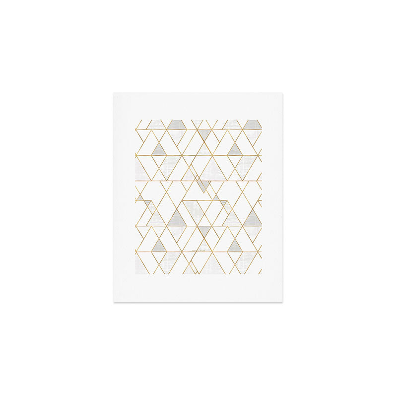 Mod Triangles Gold and white Art Print Gallery Image 1