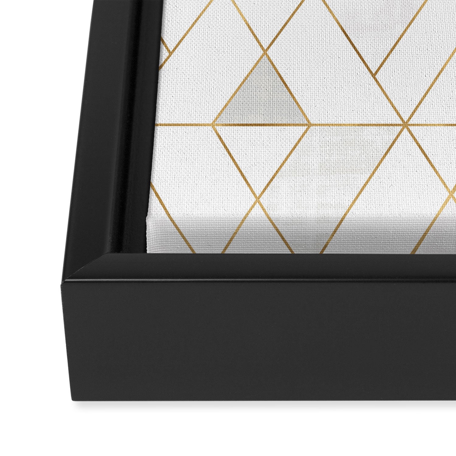 Mod Triangles Gold and white Framed Canvas Print Gallery Image 3
