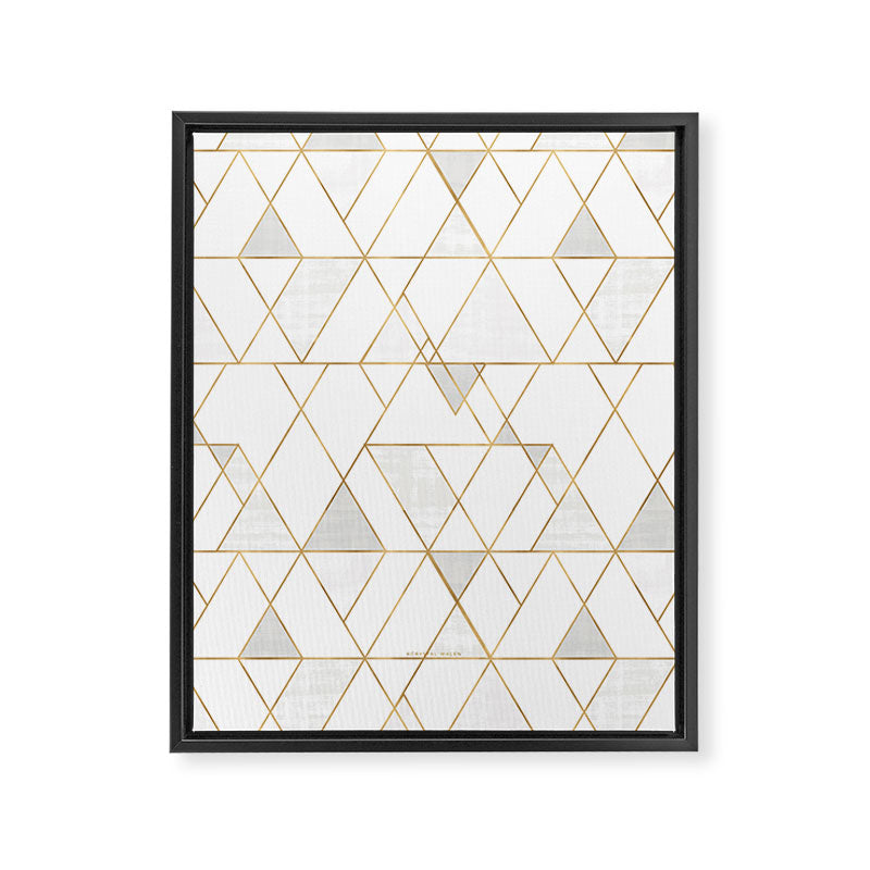 Mod Triangles Gold and white Framed Canvas Print Gallery Image 6