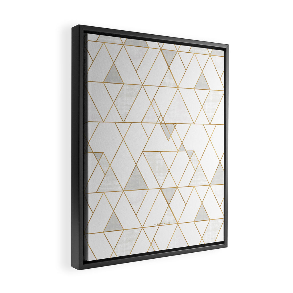 Mod Triangles Gold and white Framed Canvas Print Gallery Image 2