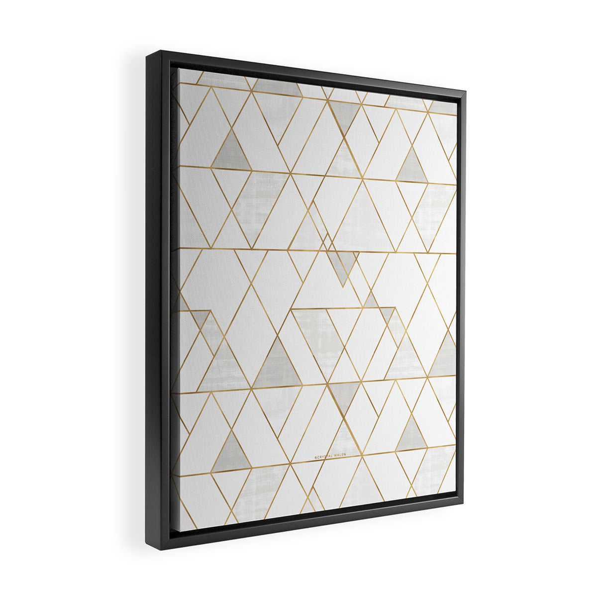 Mod Triangles Gold and white Framed Canvas Print Gallery Image 2
