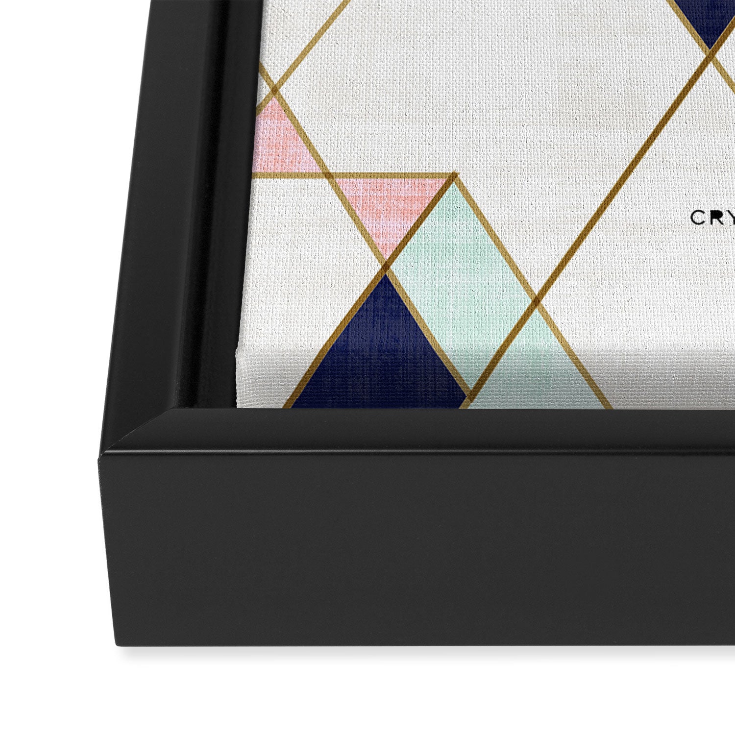 Mod Triangles - Navy Blush Mint Framed Canvas Print Gallery Image 3