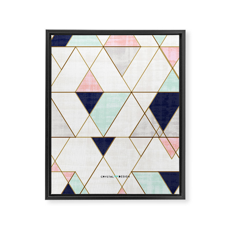 Mod Triangles - Navy Blush Mint Framed Canvas Print Gallery Image 6