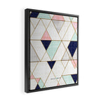 Mod Triangles - Navy Blush Mint Framed Canvas Print Gallery Image 2
