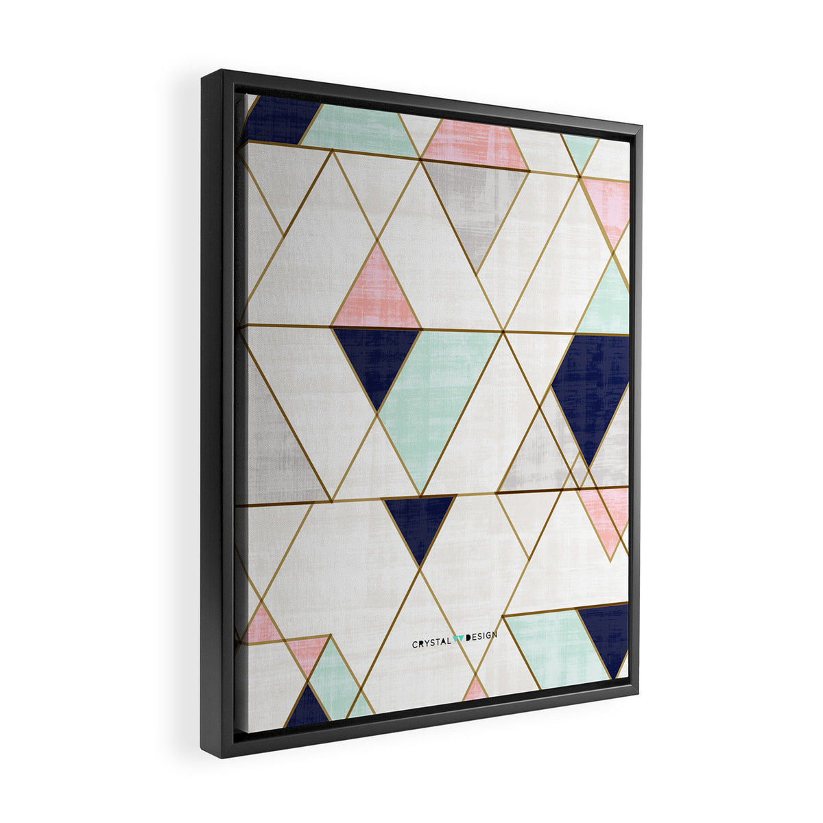 Mod Triangles - Navy Blush Mint Framed Canvas Print Gallery Image 2