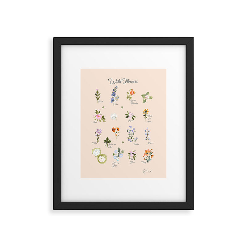 Native Wild Flowers chart on vintage cream by Crystal W Design Framed Art Print Gallery Image 5