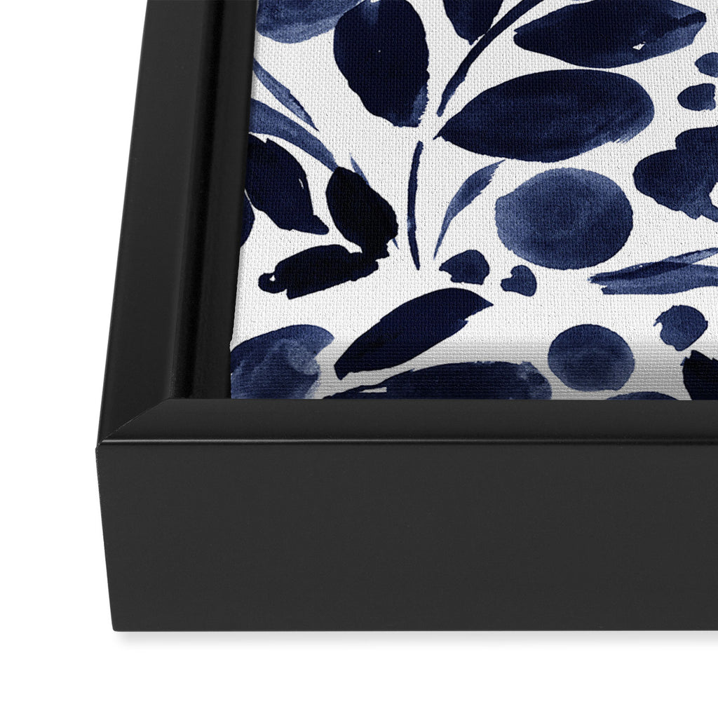 Navy Floral - medium Framed Canvas Print Gallery Image 3