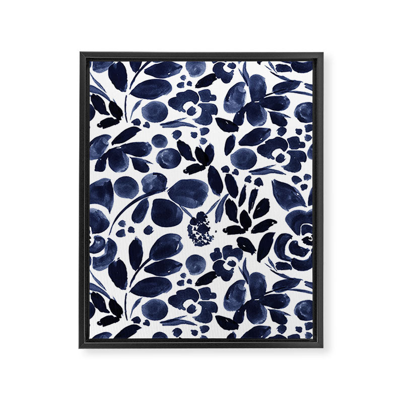 Navy Floral - medium Framed Canvas Print Gallery Image 6