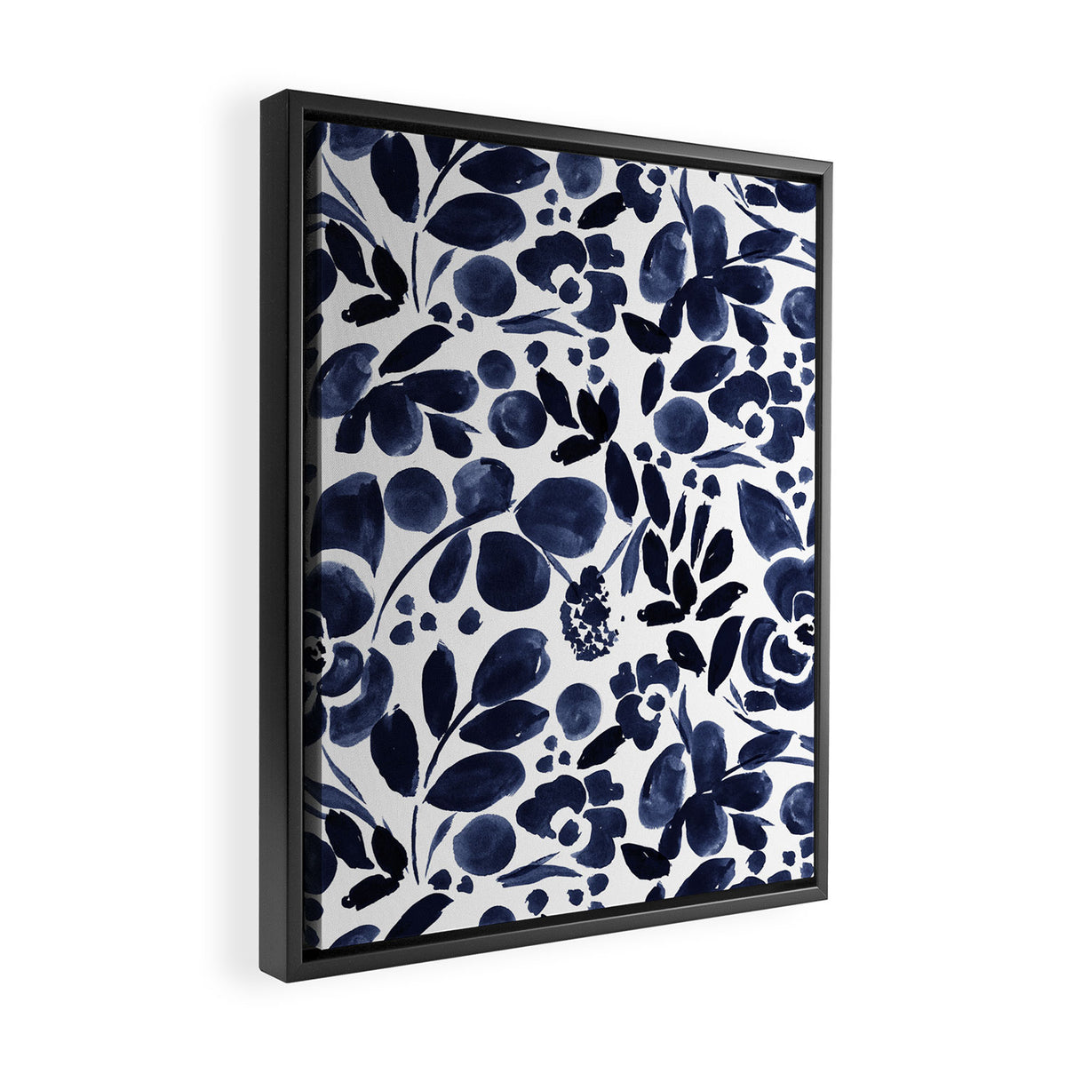 Navy Floral - medium Framed Canvas Print Gallery Image 2