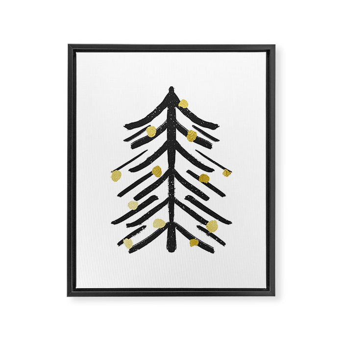 Black and gold spiky tree Framed Canvas Print Gallery Image 1