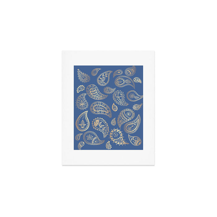 Classic blue and gold paisley Art Print Gallery Image 1