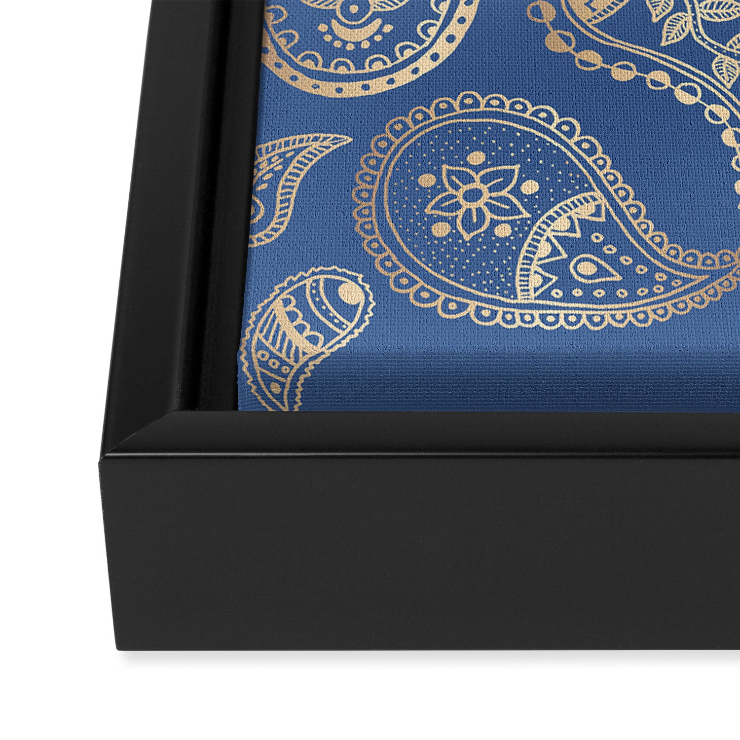 Classic blue and gold paisley Framed Canvas Print Gallery Image 3