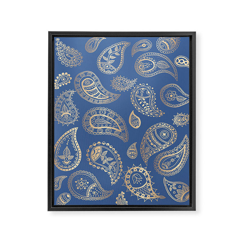 Classic blue and gold paisley Framed Canvas Print Gallery Image 8