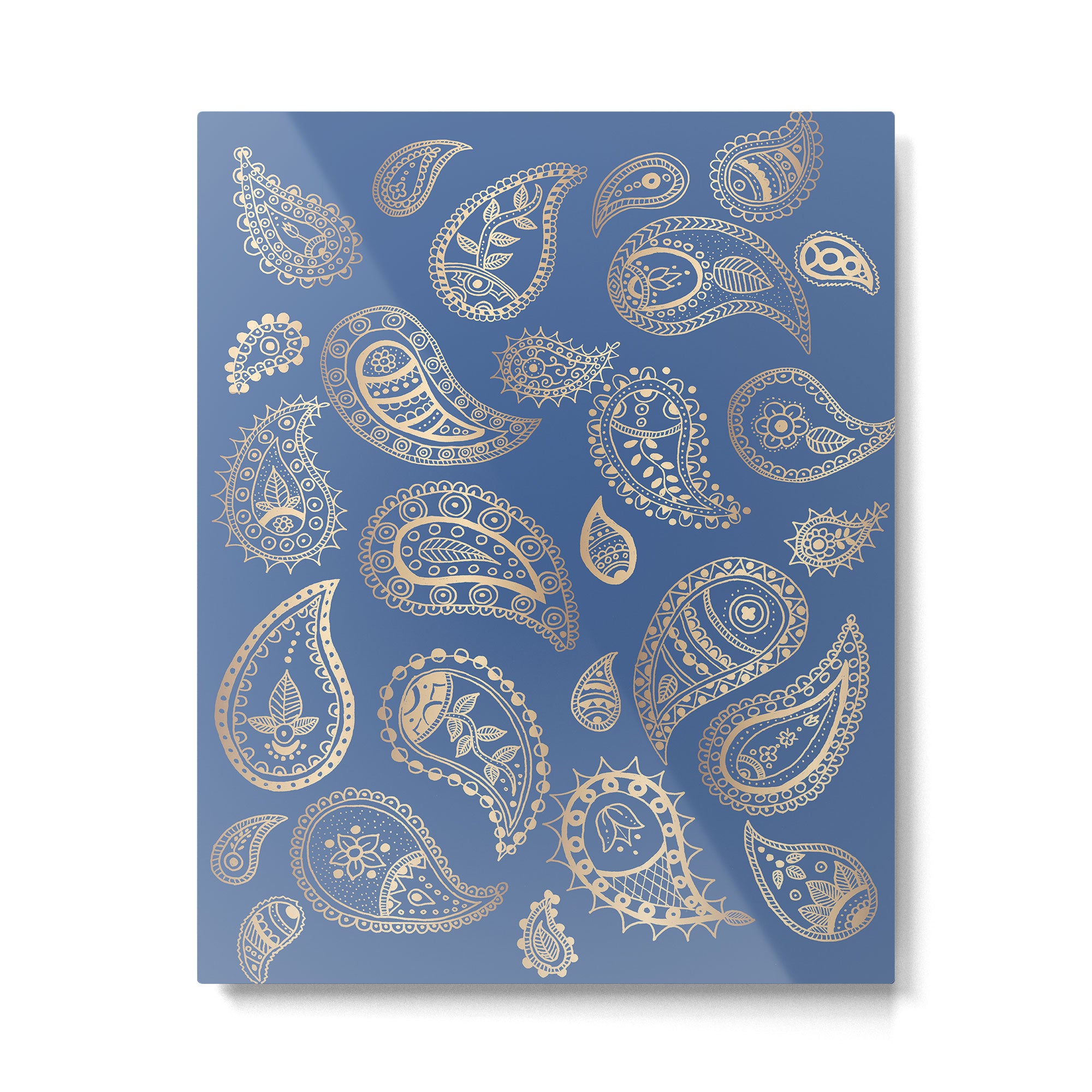 Classic blue and gold paisley Metal Print Gallery Image 6