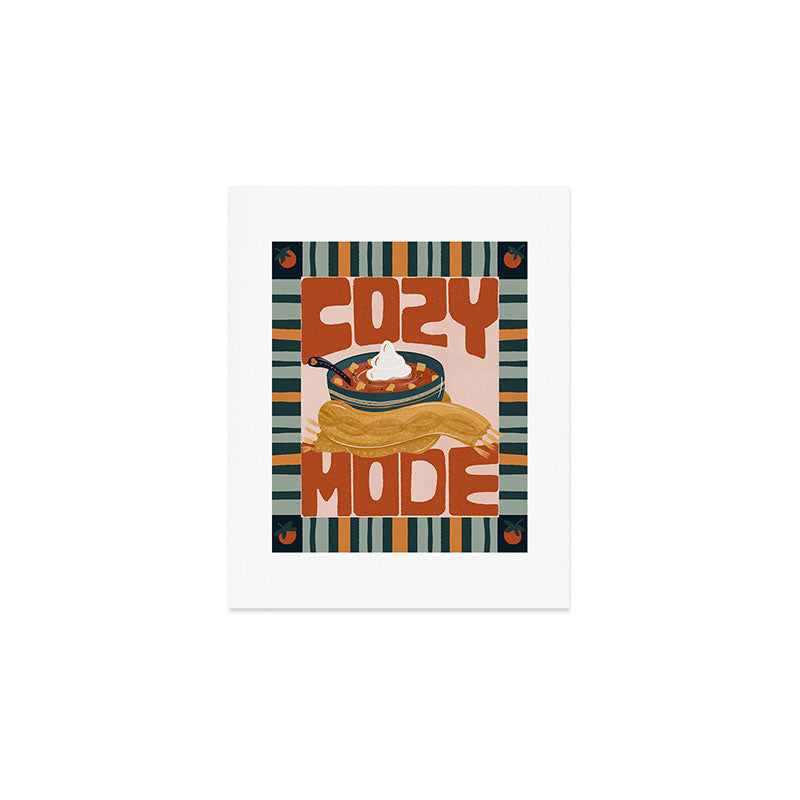 Cozy Mode tomato soup - retro food poster Art Print Gallery Image 1