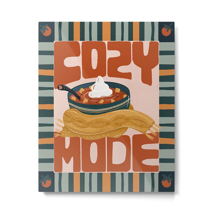 Cozy Mode tomato soup - retro food poster Metal Print Gallery Image 1