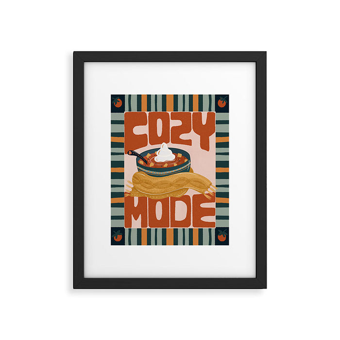 Cozy Mode tomato soup - retro food poster Framed Art Print Gallery Image 1