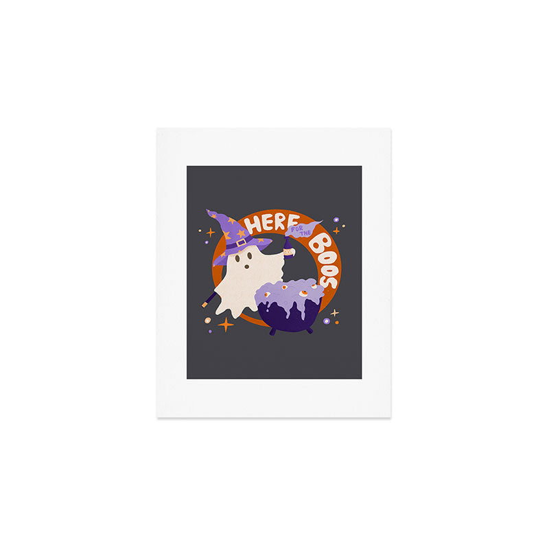 Here for the boos - cute witchy ghost Art Print Gallery Image 1