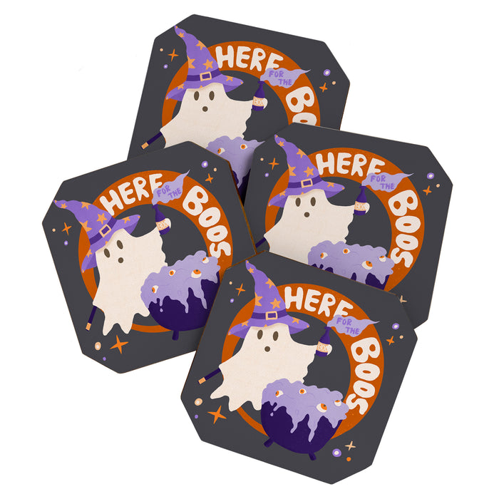 Here for the boos - cute witchy ghost Coaster Gallery Image 1