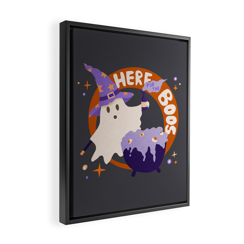 Here for the boos - cute witchy ghost Framed Canvas Print Gallery Image 2