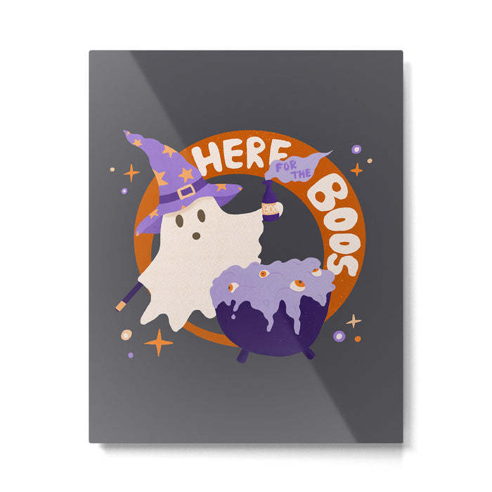 Here for the boos - cute witchy ghost Metal Print Gallery Image 1