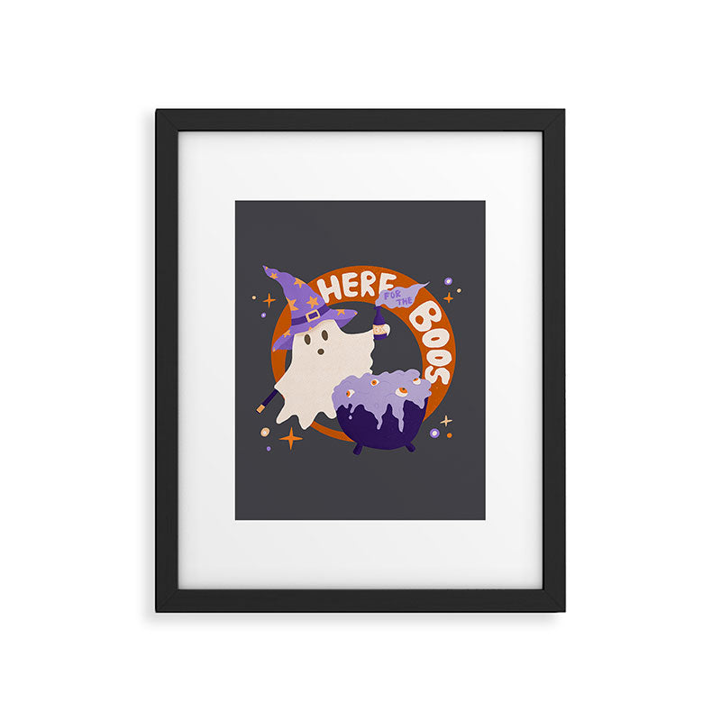 Here for the boos - cute witchy ghost Framed Art Print Gallery Image 5