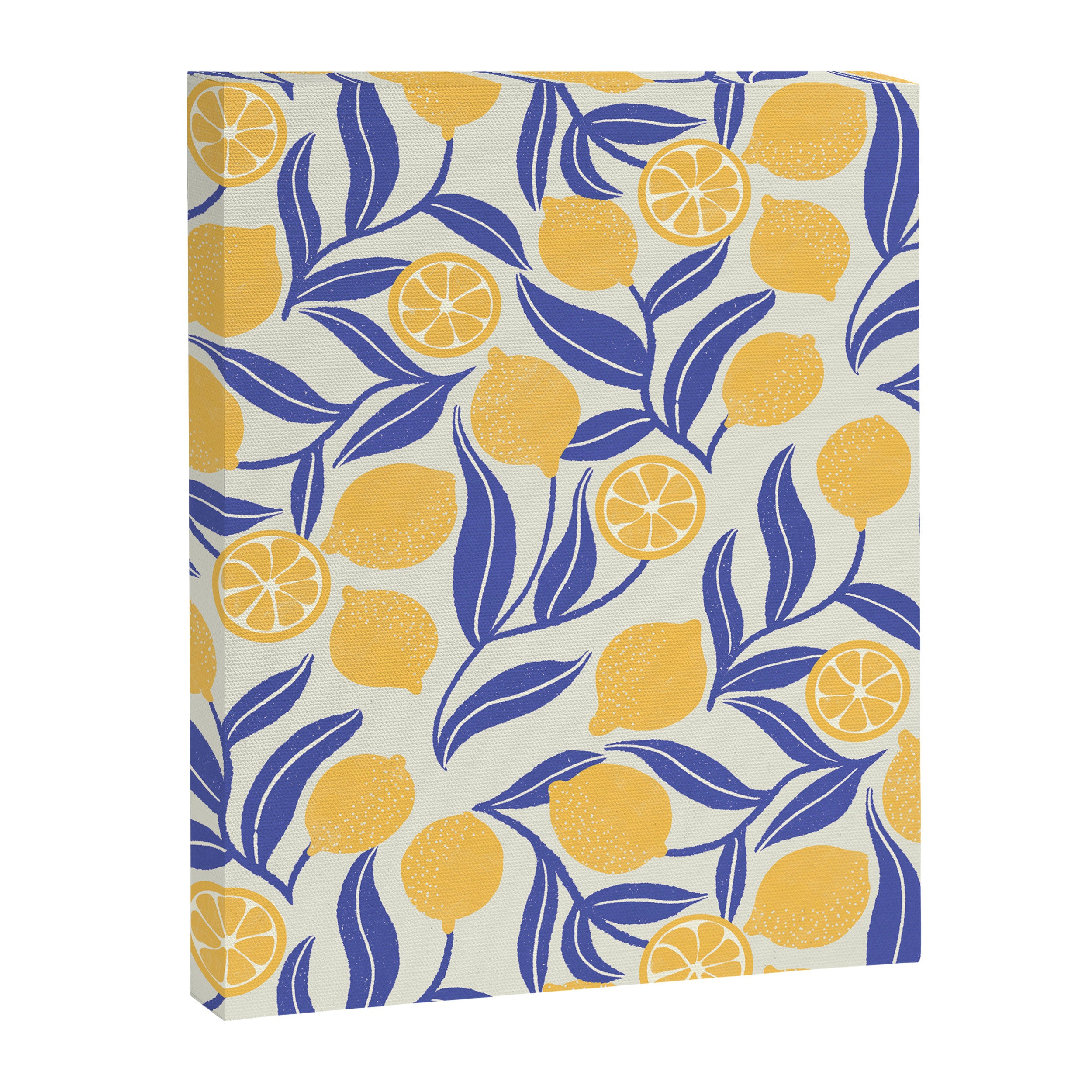 Lemon Orchard - blue and yellow Canvas Print Gallery Image 8