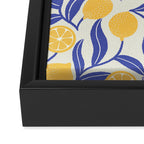 Lemon Orchard - blue and yellow Framed Canvas Print Gallery Image 3