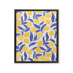 Lemon Orchard - blue and yellow Framed Canvas Print Gallery Image 8