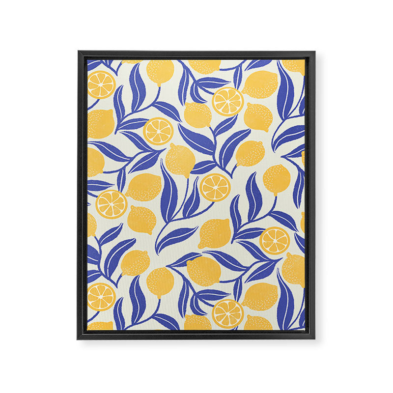 Lemon Orchard - blue and yellow Framed Canvas Print Gallery Image 8