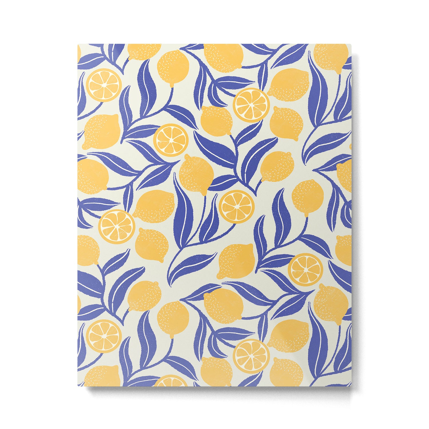 Lemon Orchard - blue and yellow Metal Print Gallery Image 6