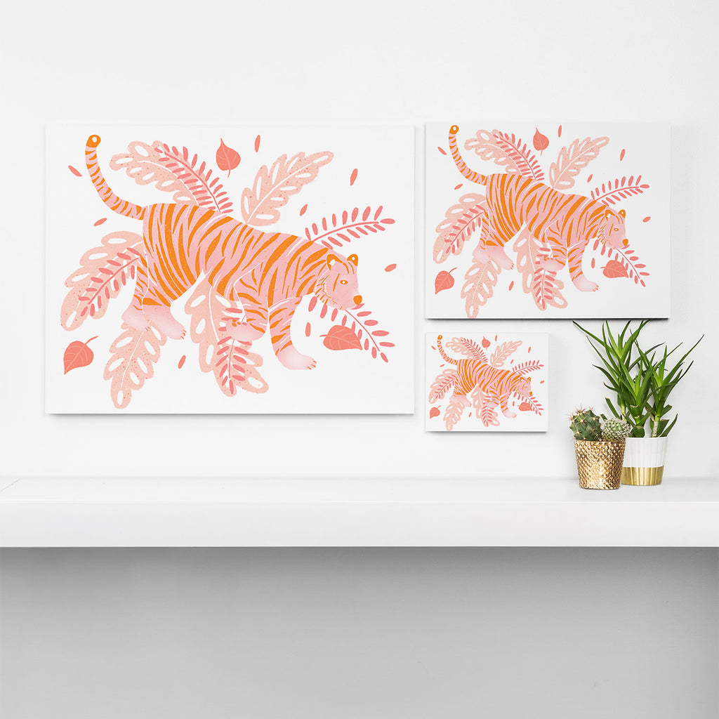 Orange and pink tiger Canvas Print Gallery Image 3